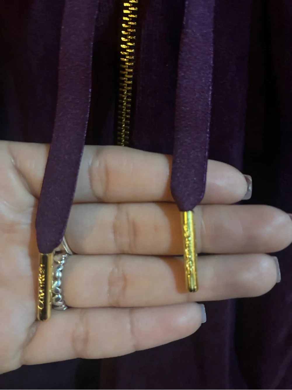Calvin Klein Dark Purple Velour Zip Hoodie Jacket